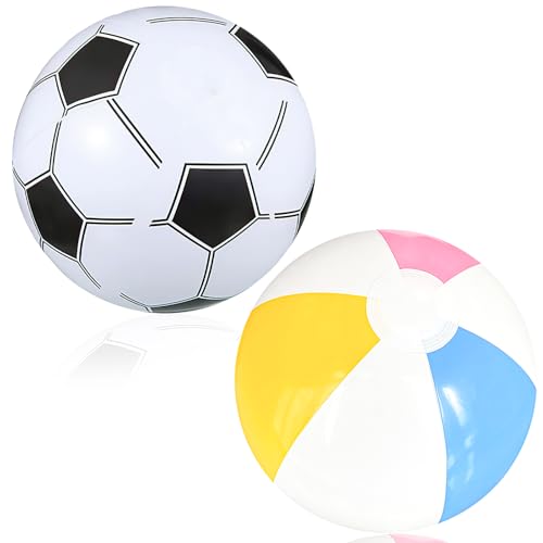 2 Stück Wasserball, Wasserball Aufblasbar, Strandball, Aufblasbar Beach Inflatable, Kinder Water Aufblasbare, Aufblasbares Fussball, Schwimmball Spielzeug Beachball, für Sommer Wasser Spiele（40cm)