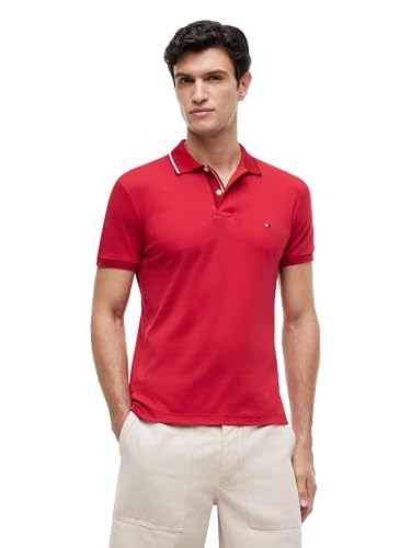 Image of Tommy Hilfiger Men's Short Sleeve Casual Polo Shirts in Slim Fit with Liquid Cotton and Cuff Designs