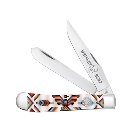WHISKEY BENT HAT CO. Traditional Trapper Folding Pocket Knife 4.125" Closed Length 440C Stainless Steel Blades (Trapper - Thunderbird)