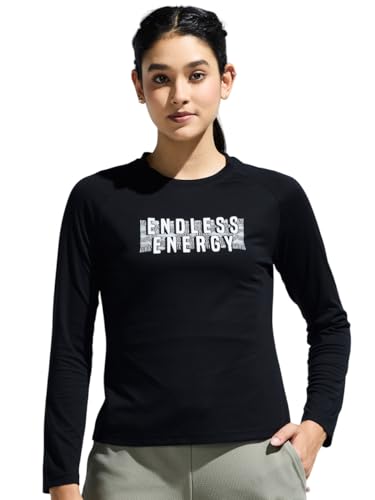 Image of Women's Stretchable Raglan Full Sleeve Graphic Print TEE for Everyday WEAR | Moisture-Wicking TEES for Girls | Women Smooth and Soft Finish Tshirt | Full Length Yoga Tshirt for Girls
