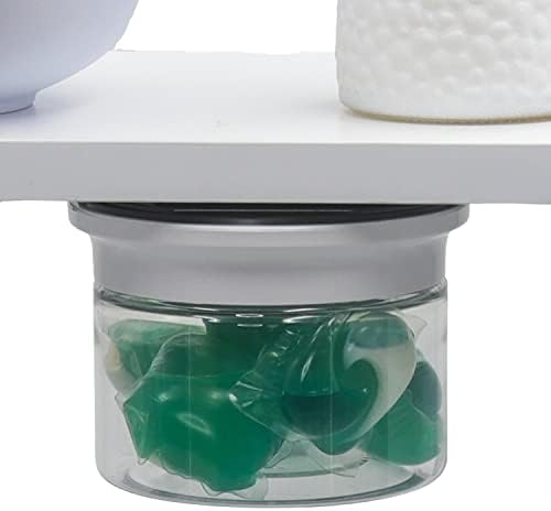 Shelf Organizer, Adhesive Mount Under Shelf Containers for Organizing Laundry Pods, Scent Beads Container, Storage Solutions for Small Spaces Quick One Handed Access (Designer White, 1 Pack)