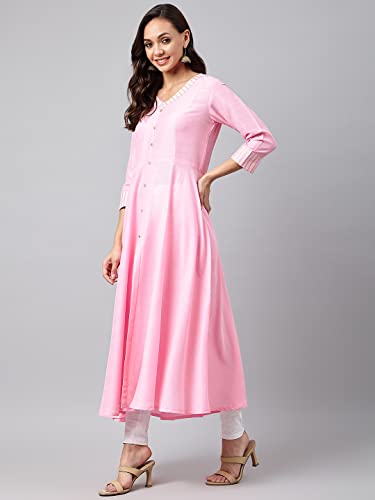 Image of ANNI DESIGNER Women's Cotton Blend Kurta with Dupatta