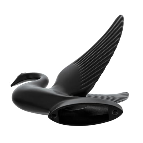 Image of United Pacific 72016 Heavy-Duty Matte Black Swan Hood Ornament, Cast Metal Construction, Universal Two Stud Installation, Detailed Design - ONE Unit