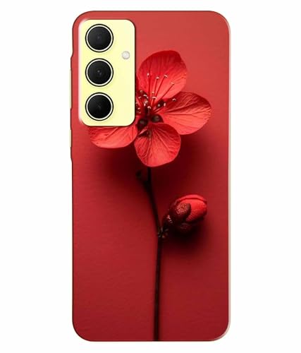 Image of Printed Hard Back Case Cover & Compatible for Samsung Galaxy A55 5G | Samsung A55 5G | Red Flower Painting (Multicolor) - D1195