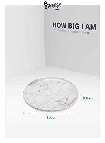 Sweese Dinner Plates Set - 10 Inches Serving Plate For Salad, Pasta - Porcelain Salad Serving Dishes For Kitchen - Marble Fiestaware Plates Set Of 4 - Microwave Dishwasher Oven Safe Dinnerware #TOP5