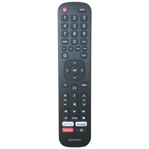 Nouveau ERF2F60G Télécommande pour Hisense Smart Android TV HE32E5620FHATS 40A35EEAS 32A56E 40A56E(sans Fonction Vocale)
