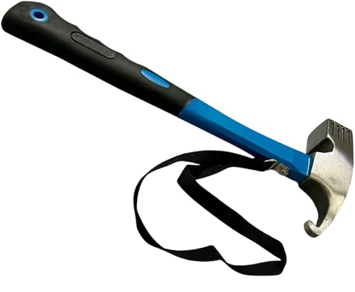 KOVA® Campinghammer mit Handschlaufe - Zelthammer mit Heringsauszieher - Praktischer Robuster Hering Camping Hammer zum Zelten & Heringe Herausziehen - Ideal für Zelt, Hartboden & Outdoor, HELLBLAU