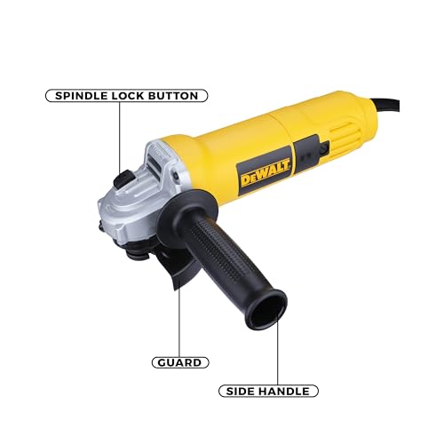 DEWALT DW803, 1000W, 4'' (100mm) Heavy Duty Angle Grinder Engineered For Heavy Duty Applications with Spindle Lock and Toggle switch, 2 Year Warranty (SIDE HANDLE INCLUDED)