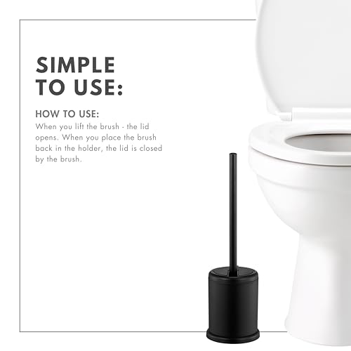 Image of ToiletTree Products Deluxe Toilet Brush with Lid - Black
