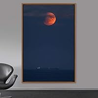 Framed Canvas Wall Art Moon Astronomy & Space Bedroom Colorful Contemporary Moon Multicolor Photography - 16x24 inches