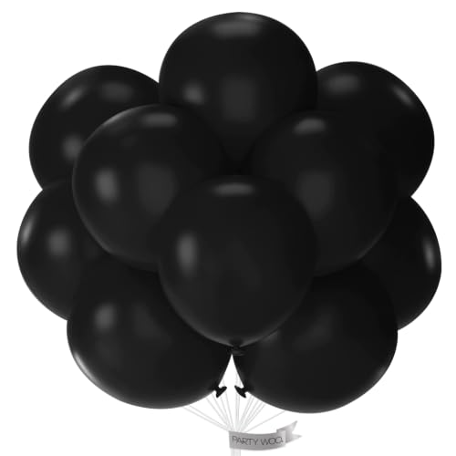 PartyWoo Black Balloons 20pcs Matte Latex Helium Balloons 18 Inch