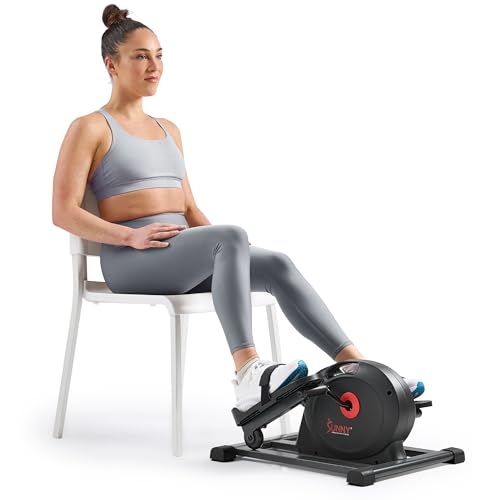 Sunny Health & Fitness Smart Under-Desk Elliptical Trainer, Mini Pedal Equipment for Senior Low-Profile Workout, Cycle Cardio Training at Home/Office, Free SunnyFit App Bluetooth Connect - SF-E324029