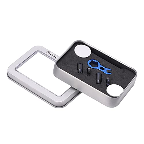 Tapa para válvula de bicicleta de montaña Drfeify, de aleación de titanio, forma compacta, acabado pulido fino, larga vida útil y resistencia a la corrosión (Negro) miniatura 1