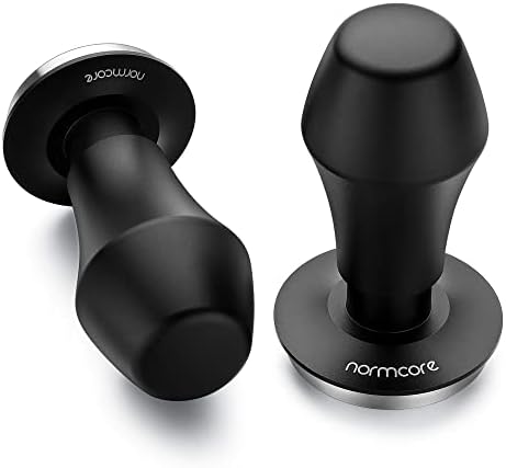 Normcore 58.5mm Espresso Coffee Tamper V4 - Spring Loaded Tamper With Stainless Steel Ripple Base - 15lb / 25lb / 30lbs Replacement Springs - Anodized Aluminum Handle and Stand