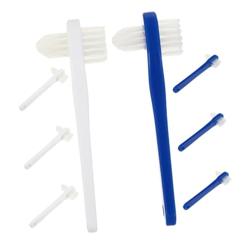 Gogogmee 8 piezas Cepillo para Dentaduras Doble Cabeza con Mango Ergonómico Antideslizante para Limpieza Profunda Portátil Cuidado Bucal