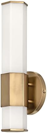 Hinkley Facet Collection 14" Integrated LED 16W Bathroom Vanity Light Fixture with Etched Glass, Heritage Brass Finish