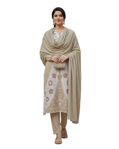Image of KTI Full Sleeve Knee Length Floral Design Woolen Fabric 3 PC Kurti Set for Women Art NO-94164