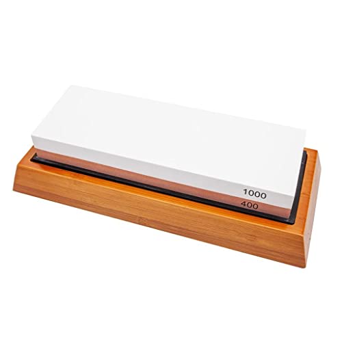 Kezuriki Premium Whetstone Knife Sharpener - 2 Side Grit 1000/6000 Knife Sharpening Wet Stone Kit W/ Sharpening Angle Guide, Non-Slip Bamboo Base - Pro Grade #TOP3
