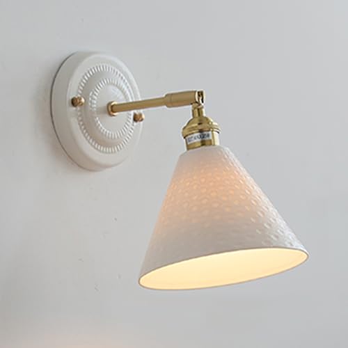 Applique murale orientable céramique avec abat-jour entonnoir