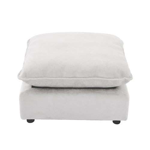 Iroomy Modular Sectional Sofa, Oversized Cloud Couch - Ottoman - White — view 3