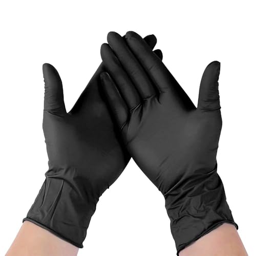 The Real Touch Black Nitrile Disposable Gloves - Durable & Comfortable, Powder-Free, Latex-Free, Waterproof & Puncture-Resistant - Great for Cooking, Cleaning, Medical & More (100, XL)
