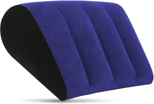 Almohada Triangular Inflable - Cuña Antireflujo Adulto Almohada, Esterilla de Apoyo para la Postura de Yoga Alivia el Dolor y la Presión de la Espalda Cojín Almohada Lumbar （Azul）