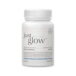 Just Glow Setria® Glutathione 60 Capsules – Clinically Studied & Potency Tested by 3rd Party – Reduced Active Form – L Glutathione Supplement for Antioxidants – Made in Canada (1 Month Supply)