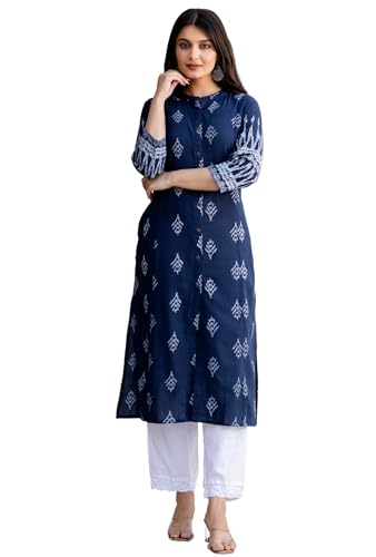 Image of Pistaa's Women Printed Mandarin A-Line Cotton Kurta With Palazzos