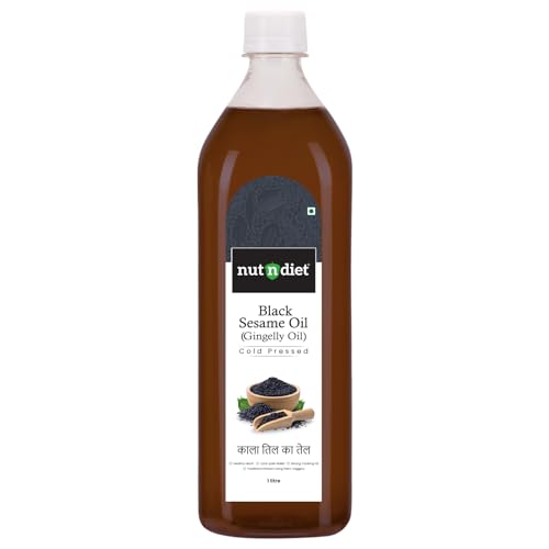 Image of nutndiet Cold Pressed Black Sesame Oil (Gingelly Oil) 1 Litre PET Bottle | Pure & Natural | Perfect for Cooking, Hair Care, Skin Care & Massage | |Multipurpose Usage | Nutrient-Rich & Chemical-Free