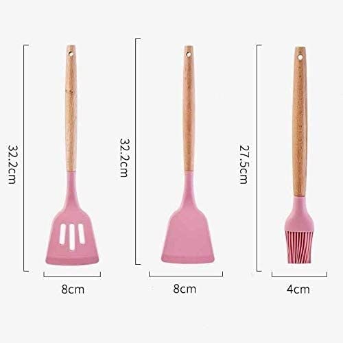 Küchenutensilien-Set Pfannenwender Silikon-Küchenwerkzeug-Set Kochutensilien-Set Pfannenwender Schaufel Suppenlöffel mit Holzgriff Spezielles hitzebeständiges Design