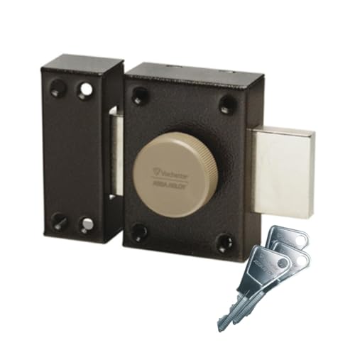 Cerrojo de cilindro 40 mm Vachette eclador modelo 67632 SC con becerro para puertas de madera 7
