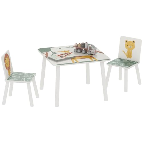 AIYAPLAY Mesa y Sillas Infantiles de 3 Piezas Niños de +3 Años Verde