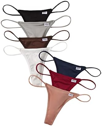 SHENHE Women’s 7 Piece High Waisted Underwear Panties Breathable T Back G String Thongs