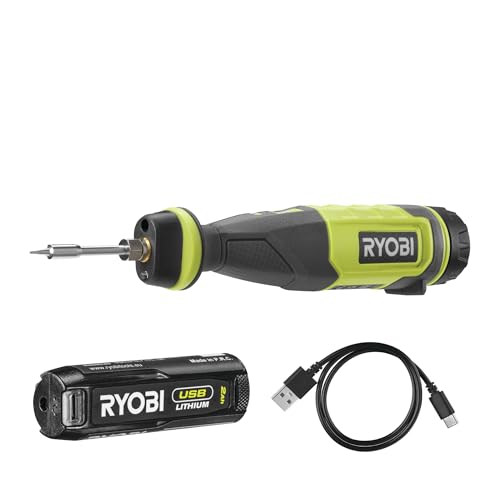 RYOBI - Fer à souder - 4V USB Lithium - RSI4-120G - Électronique, réparation, chauffe rapide, sans fil - 1 Batterie 2,0 Ah