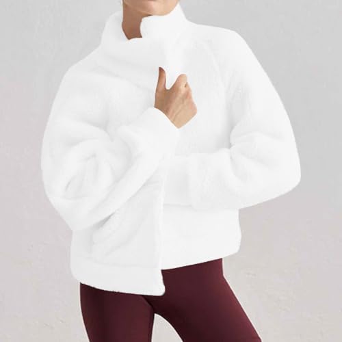 Zipper Jackets for Women Casual Fleece Fuzzy Faux Warm Winter Oversized Long Sleeve Outwear Shaggy Coat Outwear 20252