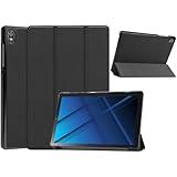 Huy タブレットケース Lenovo tab6 (2021モデル) / TAB6 5G 専用 スタンド機能 三つ折り カバー ブラック (10.3インチ) 保護ケース (動画視聴、読書、ウェブ閲覧など)