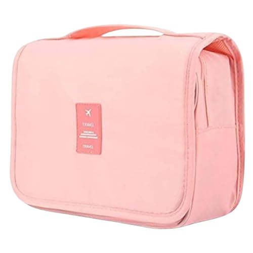 Image of Handcuffs Polyester Toiletry Kit Bag | Makeup | Pouch | Travel | Cosmetic | Storage | Organizer | Hanging | Grooming | Professional | Make Up | Artist | Case (Light Pink)