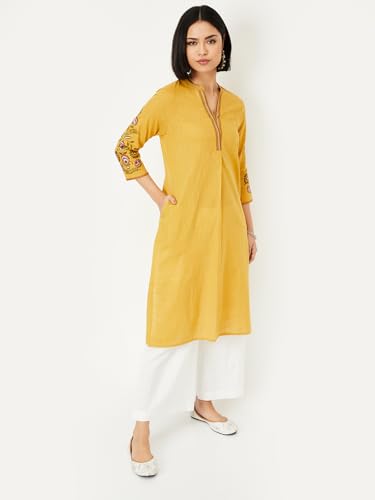 Image of Max Cotton Blend Women Kurta, Regular