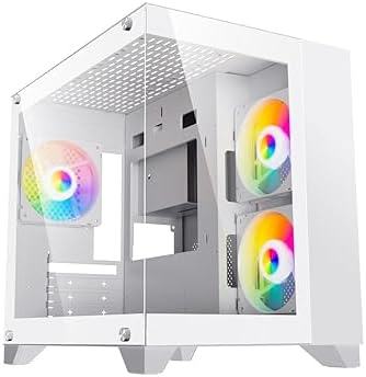 DIYPC DIY-CUBE01-W White USB3.0 Tempered Glass Micro ATX Gaming C...