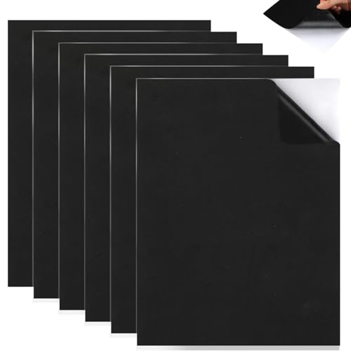 Selbstklebende Schaumstoffplatte, 6 Stück Moosgummi Polster mit Kleberücken, Eva Schaumstoff Platten, Rutschfeste Schaumstoffmatte für Möbel DIY-Projekte Verzierung (Schwarz, 250 × 200 × 3 mm)
