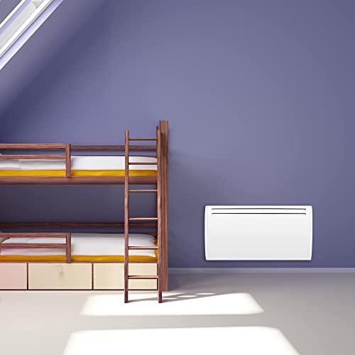 MYLEK Ceramic Panel Heater - Electric Radiator 2000W - Thermostat with Programmable Timer LCD Display - Wall Mounted Slim, IP24 Bathroom, LOT 20 Eco Energy Efficient (White 2KW)