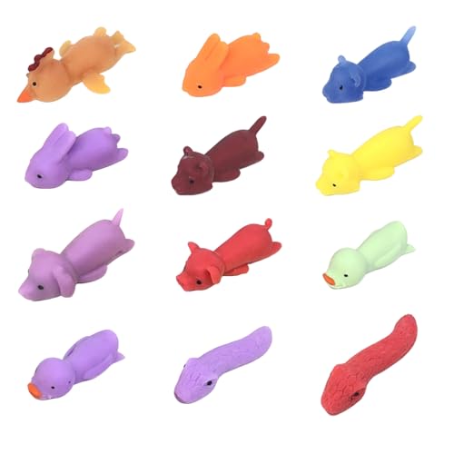 MisFun 12 Stück Schleuder Fingerspielzeug, Steinschleuder Gummi Tierspielzeug, Lustige Fliegende Slingshot, Party Spielzeug für Kinder Erwachsene Weihnachten Geburtstagsgeschenk (Zufällige Farbe)