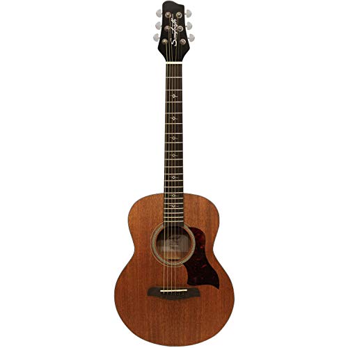 Sawtooth Solid Mahogany Top Acoustic-Electric Mini Jumbo Guitar St-Mh-Aejjr Bundle With Gigbag, Stand, Tuner, Strap, Guitar Picks, Stringwinder And Polishing Cloth #TOP1