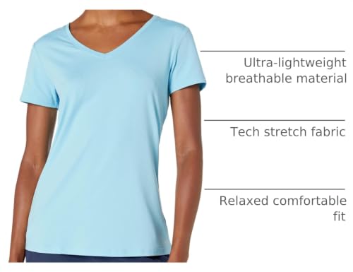 Image of Amazon Essentials Women's Active Quick Dry Tech Stretch Short-Sleeve V-Neck T-Shirt, Moisture-Wicking, Pack of 2
