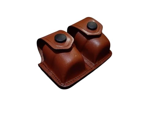 *KINGDOM HOLSTER* K003 Leather Double Speedloader Carrier/Case/Pouch with Belt Loop for 357 Magnum Smith&Wesson Handmade! (TAN)
