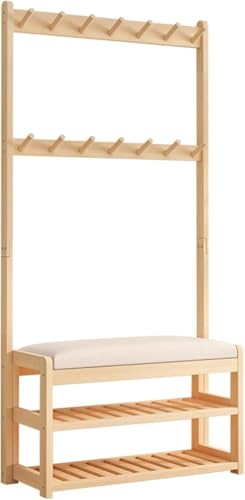 Banc à chaussures et porte-manteaux multifonction meuble d'appoint 3 en 1 gain de place