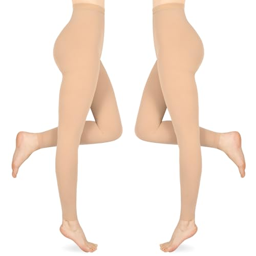 Image of 15-20mmHg Compression Pantyhose Stockings for Women & Men, 2 Pairs | Medical Graduated Compression Leggings Tights, Support Hose for Varicose Veins, Edema, DVT, Lipedema, Swelling