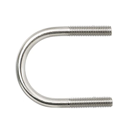Image of Round U-Bolts 1.65 inch(42mm) Inner Width M8 Thread 304 Stainless Steel Silver with Plates Nuts Flat Washers for Car /RV /Trailer Bumper, 2Pcs