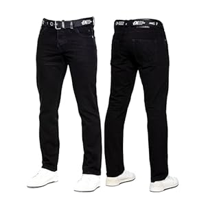 989Zé ENZO Mens Jeans Classic Straight Leg Casual Cotton Regular Fit Denim Pants Free Belt