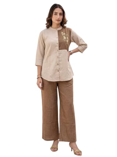 Image of TOPLOT Embroidery Cotton Kurta Set for Woman || Co ord Set for Women Stylish (5239)